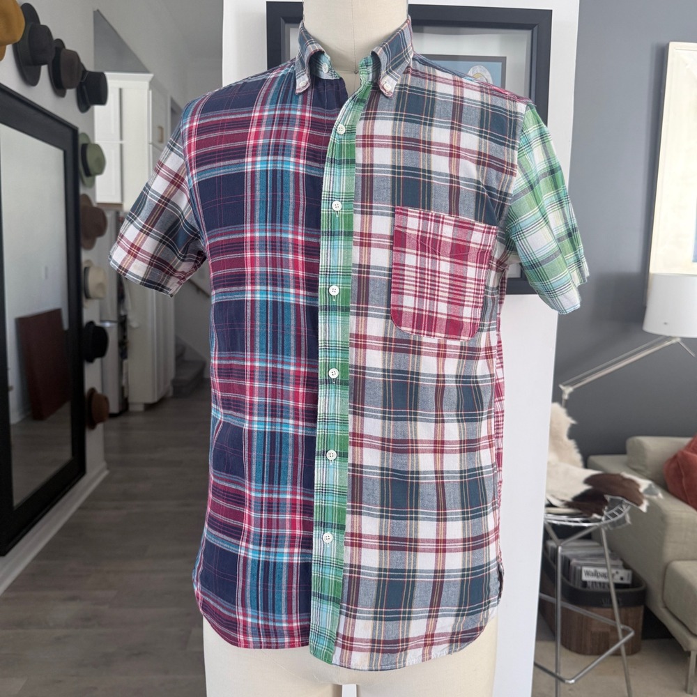 Beams Plus India Madras Patchwork Plaid Short Sleeve Button Down from Japan